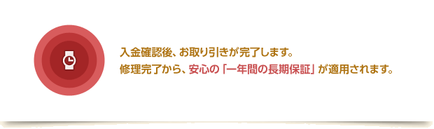 お取り引き完了。一年間の長期保証
